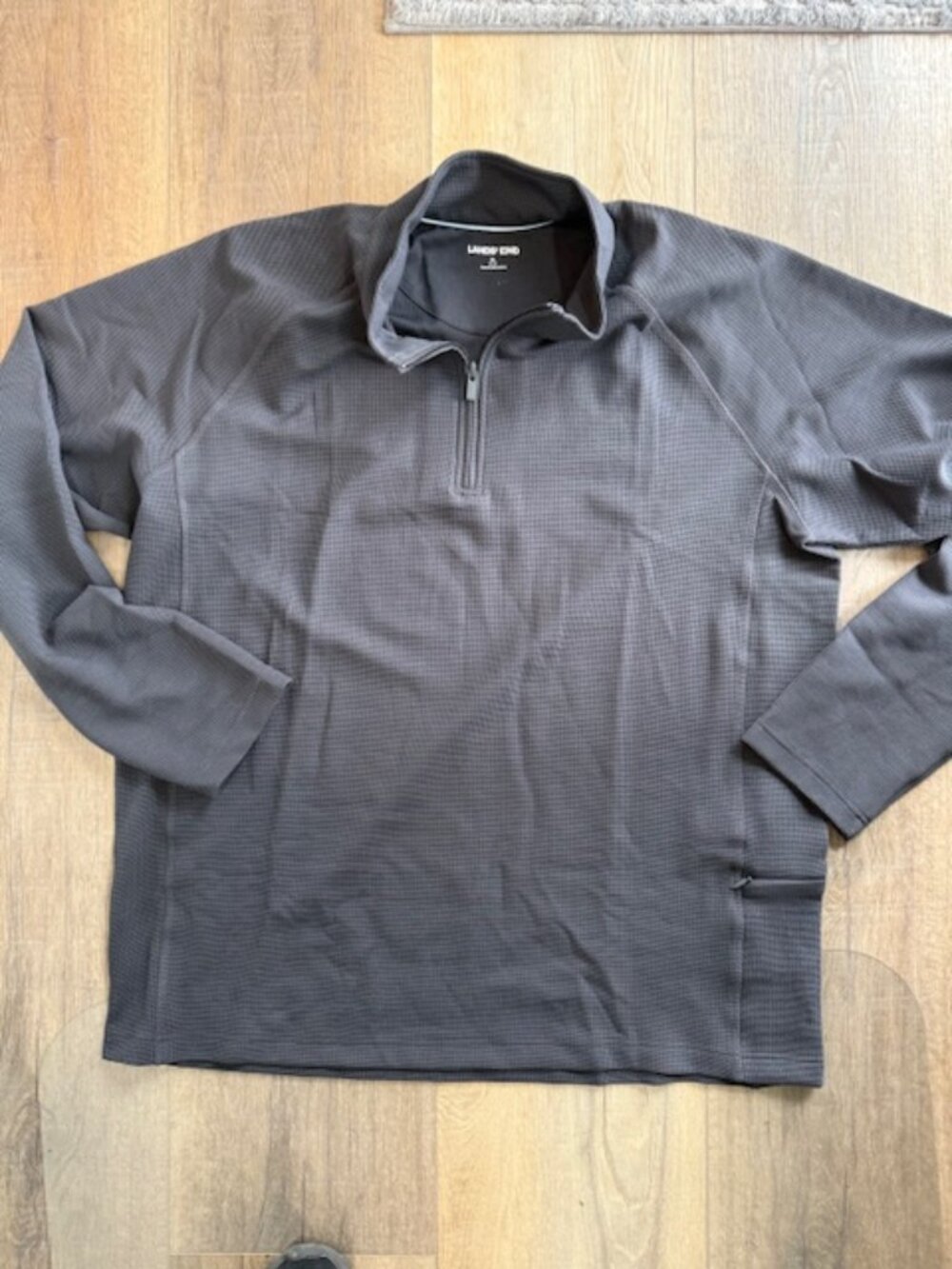 NEW Lands' End Black Slate Color Men 1/4 Zip Shirt Sz. XL